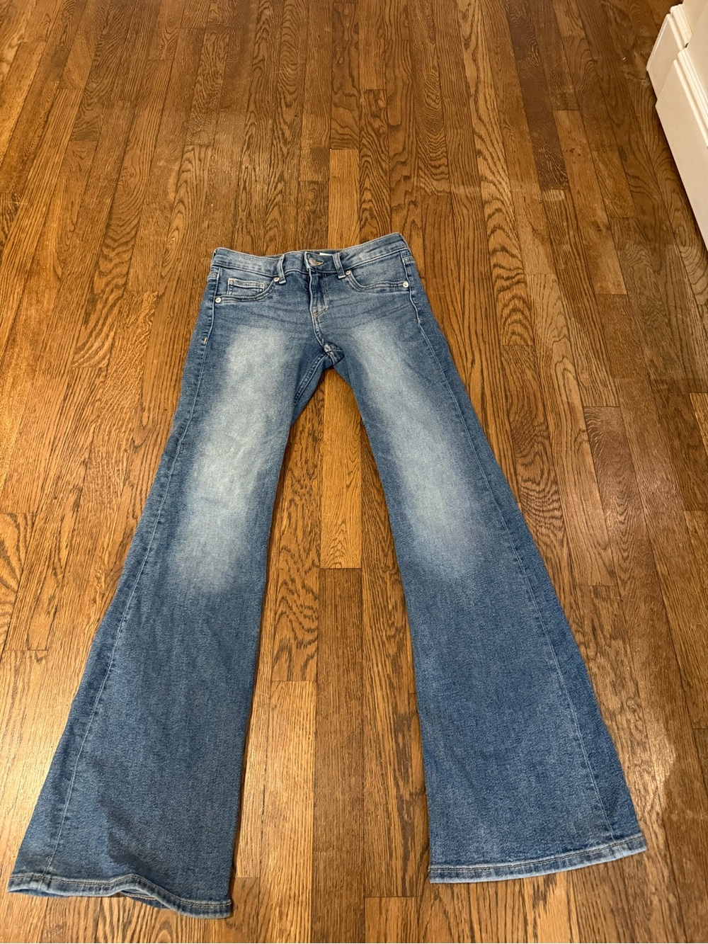 H&M Women's Flared Blue Denim Jeans - Faded Mid Blue